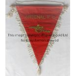 ARSENAL Large official 20 inch presentation pennant, believed to be from the 1950's, with gold