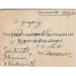 DONCASTER ROVERS AUTOGRAPHS 1929/30 An album page with 11 autographs including Gregory, Smith, Bott,