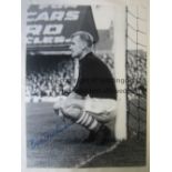 BERT TRAUTMANN A b/w 16 x 12 photo of the German goalkeeper taking a breather during a pre-season