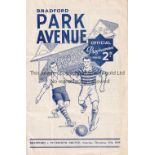 BRADFORD PARK AVENUE V PLYMOUTH ARGYLE Programme for the league match, 17/12/49, light fold.