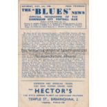 BIRMINGHAM / CHELSEA Four page programme at St Andrew's Football League South 3/11/1945 . Horizontal