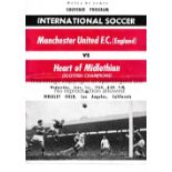MANCHESTER UNITED V HEARTS 1960 IN USA Programme for the match at Wrigley Field, Los Angeles 1/6/