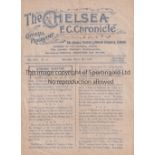 CHELSEA Four page home programme v Brentford 8/3/1919. Scarce 1st World War season. Tear at