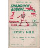 MANCHESTER UNITED EUROPEAN CUP 1957 Away match v Shamrock Rovers 25/9/57. Some wear, light fold.