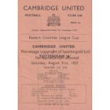 TOTTENHAM HOTSPUR Programme for the away Eastern Counties League Cup match v. Cambridge United 31/