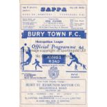 ARSENAL Programme for the away Met. League match v. Bury Town 10/2/1968, horizontal crease.