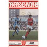 ARSENAL POSTPONED Programme for the postponed Arsenal v Middlesbrough match 12/12/81. Good