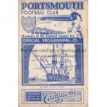 PORTSMOUTH Programme Portsmouth v Follands Aircraft Friendly 12/10/1940. Light folds. Some foxing.