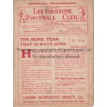 LEYTONSTONE Four page programme v Enfield friendly 2/4/1934. A little worn. No writing. Fair to