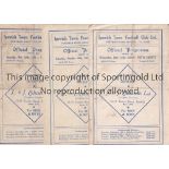 IPSWICH Three home programmes all 4 Pagers from the 1948/49 season Notts County (folds/score/
