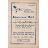 ENGLAND / SCOTLAND / MAN UNITED Programme England v Scotland at Old Trafford ( Manchester United )