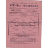 ARSENAL V READING 1942 Single sheet programme for the Arsenal home FL South match 24/10/1942, very