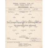 ARSENAL Single sheet for the home Southern Junior Floodlight Cup tie v Leyton Orient 11/10/1961