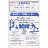 WIMBLEDON Programme for the away Met. League match v. Bury Town 10/4/1965, vertical crease and