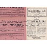 ARSENAL / FULHAM A collection of 3 programmes between the two clubs. Two single sheet Arsenal