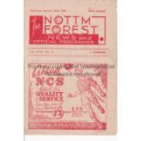 NOTTINGHAM FOREST V ARSENAL 1948 Programme for the Friendly at Forest 24/1/1948, horizontal