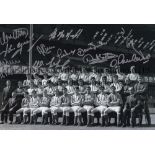 RANGERS B/w 12 x 8 photo of the 1970/71 squad posing at Ibrox, signed in silver by 11 players