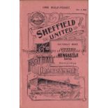 SHEFFIELD UNITED Four page Reserves home programme v Newark 8/11/1902. Ex Bound Volume. Light mark