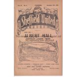 SHEFFIELD UNITED V ROTHERHAM COUNTY 1923 Programme for the County Cup match at Sheffield 19/11/1923,