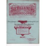 ASTON VILLA V ARSENAL 1909 Programme for the League match at Villa 13/3/1909. Generally good