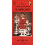 FRANK McLINTOCK / AUTOGRAPH / ARSENAL Frank McLintock Testimonial Brochure / Menu signed on the