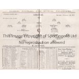 ARSENAL V BLACKPOOL 1933 Programme for the League match at Arsenal 11/2/1933, slight horizontal