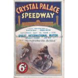 SPEEDWAY ENGLAND / AUSTRALIA Crystal Palace Speedway home programme England v Australia 19/5/1928.