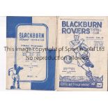 BLACKBURN A collection of 2 Blackburn home programmes v West Bromwich Albion 1948/49 and Barnsley