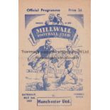 MILLWALL / MAN UNITED Four page programme Millwall v Manchester United Friendly 2/5/1953. Scorers