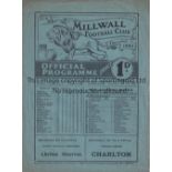 MILLWALL / SPURS Programme Millwall v Tottenham Hotspur 29/10/1932. League Division 2. Score,