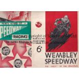 WEMBLEY SPEEDWAY Three Wembley Speedway programmes v Clapton 13/7/1933, National Speedway