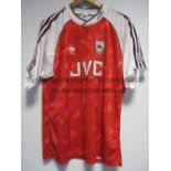 ARSENAL PLAYER ISSUE SHIRT Red with white short sleeve home shirt for season 1990/1 with number 14
