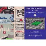 1950's Six programmes Everton v Derby County 1953/54, Fulham v Sheffield Wednesday 1955/56, Aston