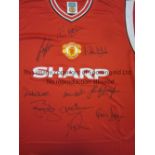 MANCHESTER UNITED 1985 FA Cup Final replica shirt, signed by 10 of the team that defeated Everton