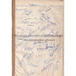 FULHAM AUTOGRAPHS A lined sheet with 27 autographs from the 1950's inc. Bill Dodgin, Tosh