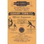 TOTTENHAM HOTSPUR Programme for the away Eastern Counties League match v. Sudbury Town 14/4/1962,