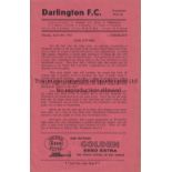 DARLINGTON V SUNDERLAND 1957 Programme for the Durham Senior Cup Semi-Final at Darlington 29/4/1957.