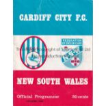 1968 NEW SOUTH WALES v CARDIFF CITY Official 24-page programme for the Friendly played 16/6/1968