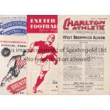 FOOTBALL PROGRAMMES 1952/3 / BRENTFORD V LUTON TOWN POSTPONED Seven programmes: Charlton v WBA,