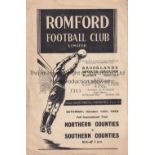AT ROMFORD FC Northern Counties v Southern Counties 14/10/1950 International Trial at Romford. Good