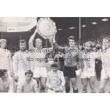 MANCHESTER CITY AUTOGRAPHS Two multi-signed B/W team group magazine pictures: 1968 holding up the