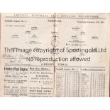 ARSENAL V GRIMSBY 1932 Programme for the League match at Arsenal 17/2/1932. Good