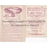 ARSENAL Two programmes for away Friendlies at Chelmsford City, 2/3/1946 heavily creased, punched
