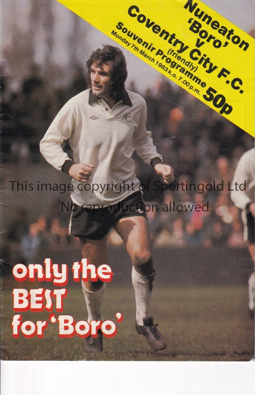 GEORGE BEST Programme Nuneaton Borough v Coventry City Friendly 7/3/1983 in which George Best played