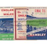WEMBLEY Three Wembley programmes. FA Cup Final 1949 Leicester City v Wolves , England v Scotland (