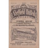 SHEFFIELD UNITED V ARSENAL 1922 Programme for the League match at Sheffield 2/10/1922. Ex-binder.