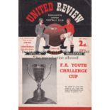 MAN UNITED FA YOUTH CUP Four page programme Manchester United v Chesterfield FA Youth Cup Final