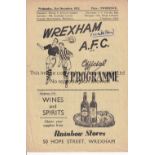 WREXHAM V CHESTER 1952 Programme for the Welsh Cup match at Wrexham 31/12/1952 with writing on the