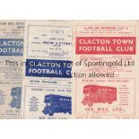 CLACTON TOWN V BURY TOWN Seven programme for matches at Clacton, 19/10/1946, 23/8/1947, 1/1/1949,