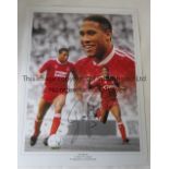 JOHN BARNES AUTOGRAPH A signed 16" X 12" colour montage of the Liverpool legend. Signed in black